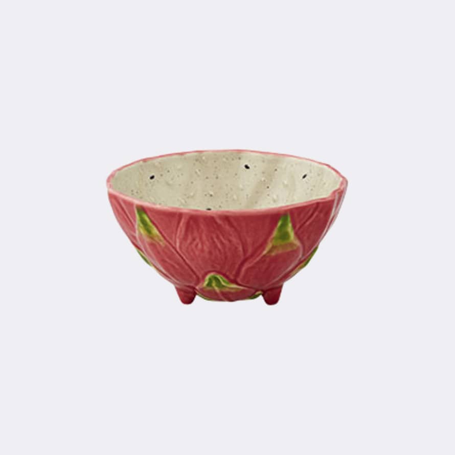 Bordallo Pinheiro Handpainted Ceramic Naturalistic Pink Pitaya Bowl 