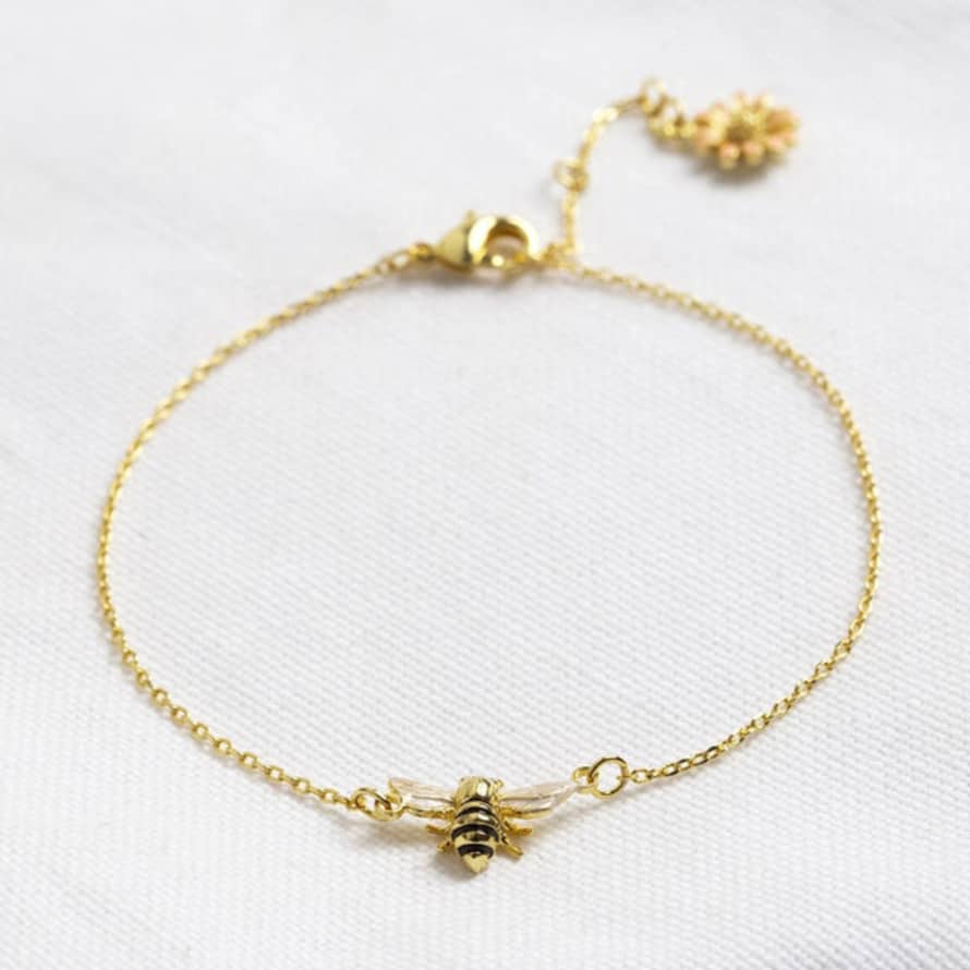 Lisa Angel | Enamel Bumblebee And Daisy Bracelet | Gold