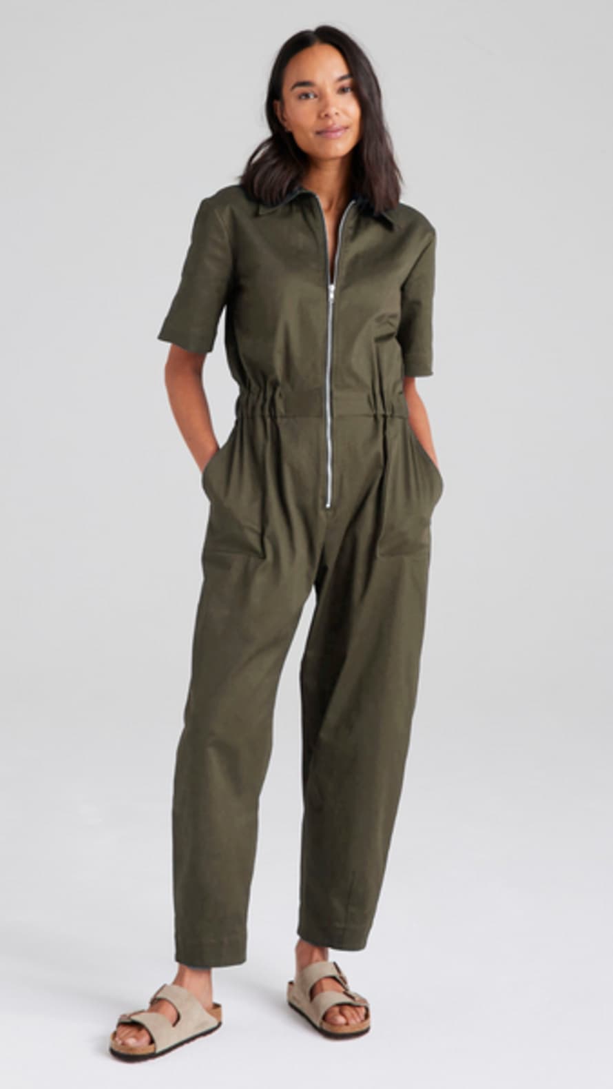 Cape Cove Zip Barrel Leg Jumpsuit 