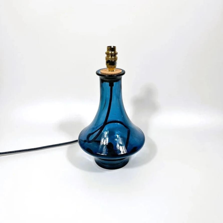 Jarapa Recycled Blue Glass Lamp - Tajine