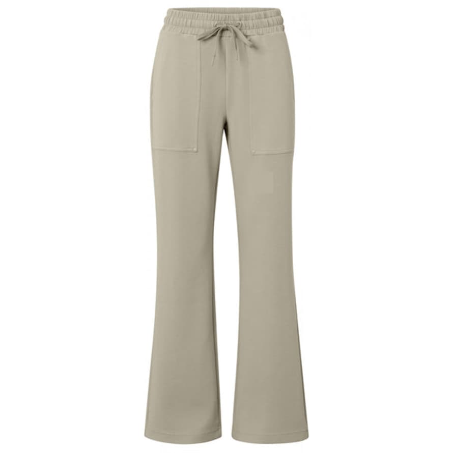 Yaya Beige Jersey Scuba Flare Trousers