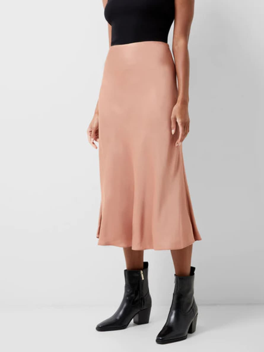 French Connection Ennis Satin Midi Slip Skirt