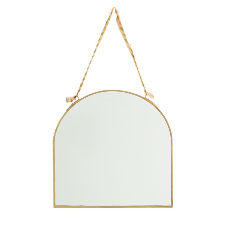 Madam Stoltz Gold Arched Hanging Mirror