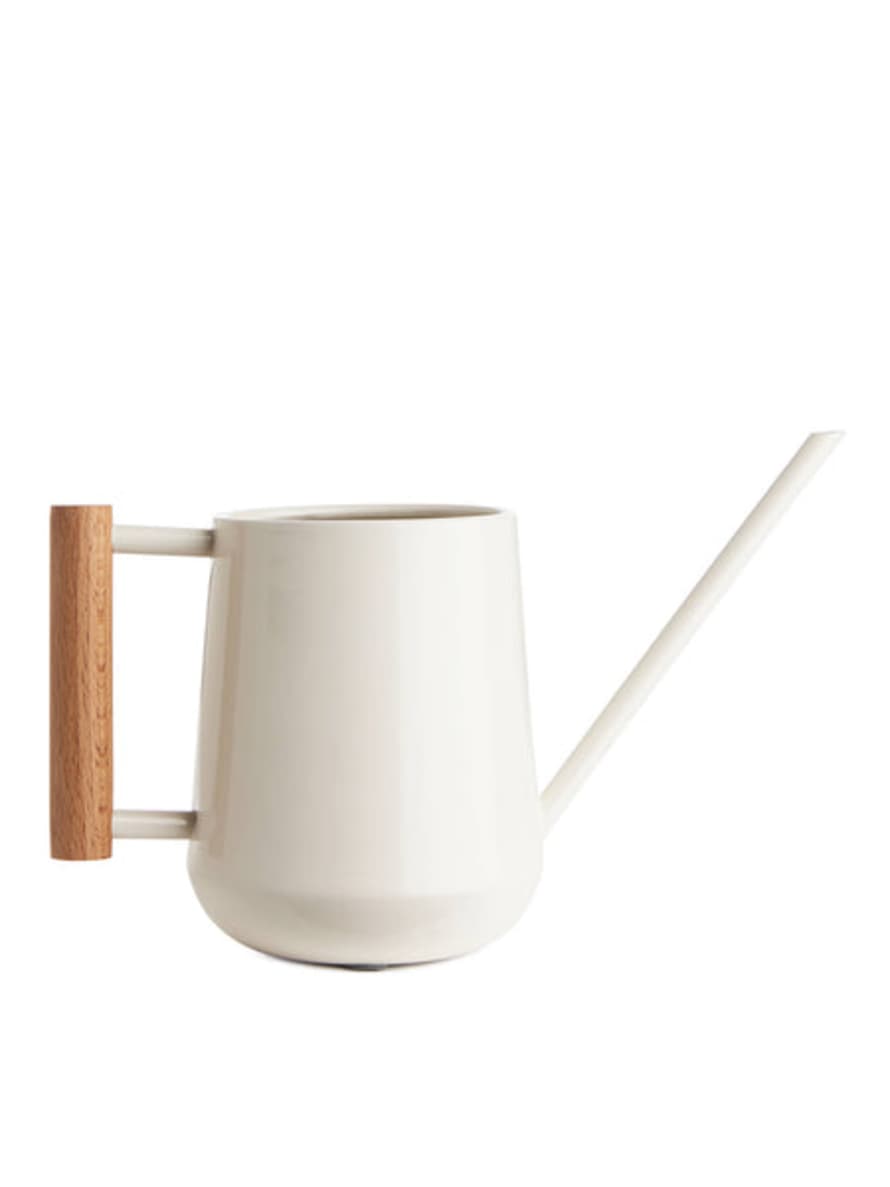 Burgon & Ball White Indoor Watering Can with Wooden Handle