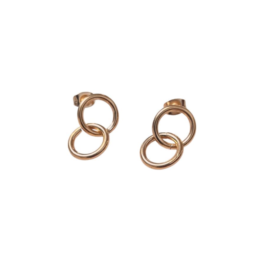 Little Nell 18k Gold E057 Double Circle Earrings