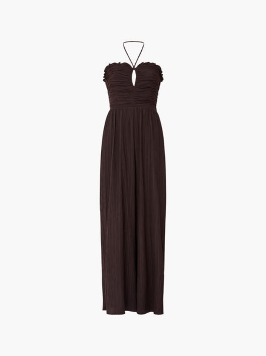 French Connection Chocolate Torte Bonny Pleated Strappy Jumpsuit