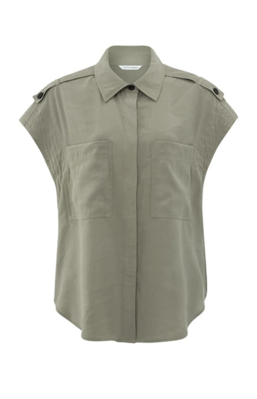 Yaya Army Green Sleeveless Cargo Blouse 