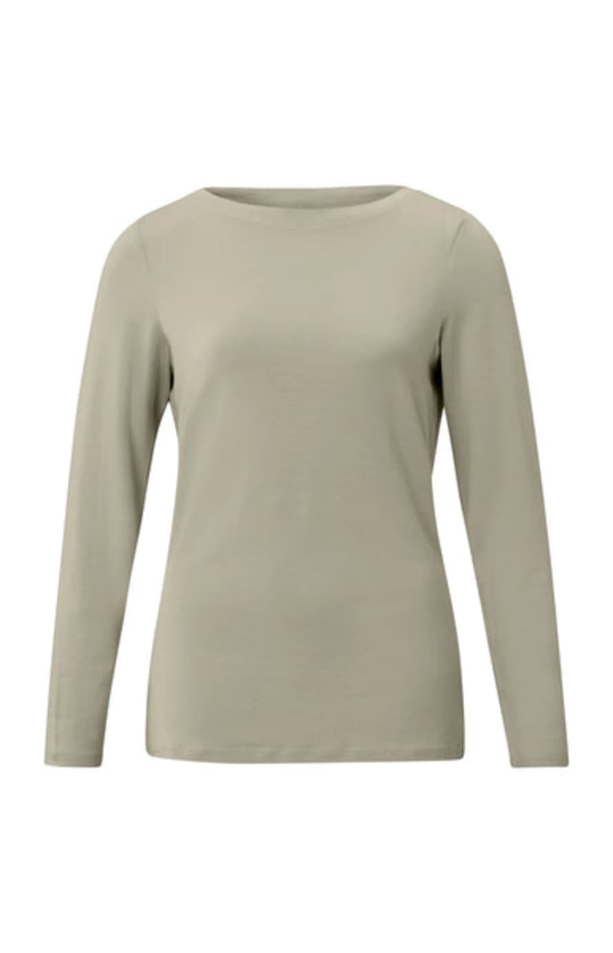 Yaya Beige Long Sleeves Boatneck T Shirt