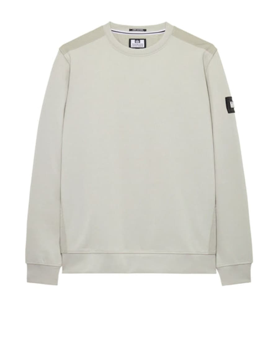 Weekend Offender F Bomb Crew Neck Sweatshirt With Parachute Overlay In Rhino