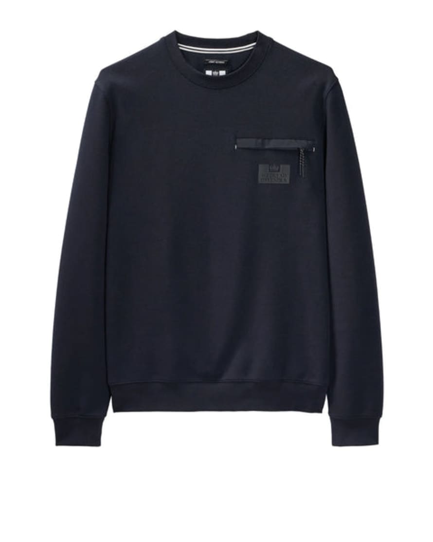 Weekend Offender Paraiso Polyamide Pocket Crew Neck Sweatshirt In Navy