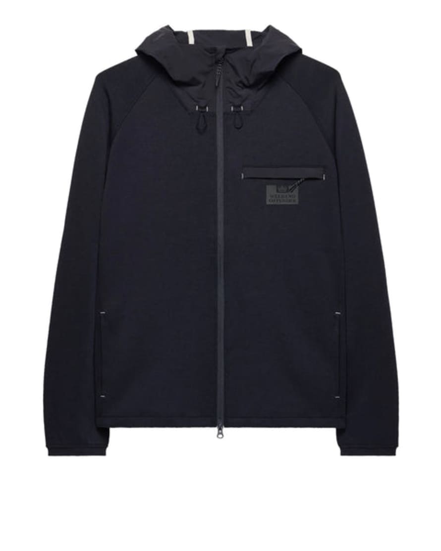 Weekend Offender Reutemann Polyamide Detail Zip Through Hoodie In Navy