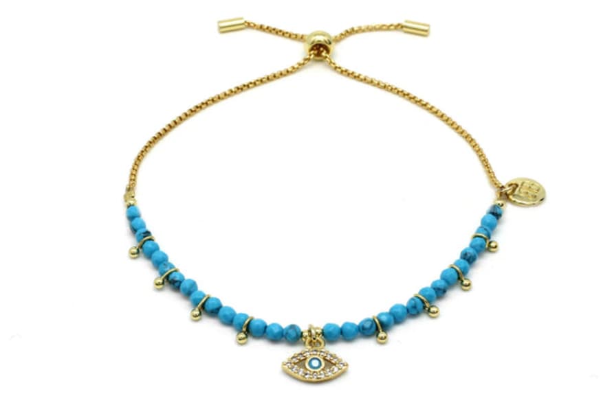 Boho Betty Brela Turquoise Evil Eye Charm Bracelet