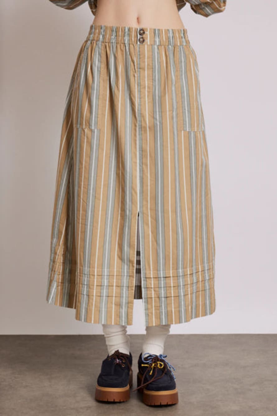 Damson Madder Nava Pocket Skirt - Tan Stripe