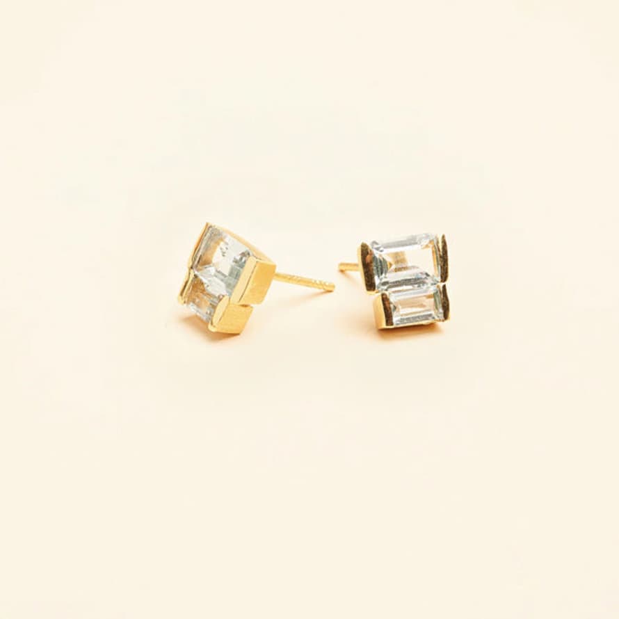 TUSKcollection Wiseu Topaz & Gold Stud Earrings