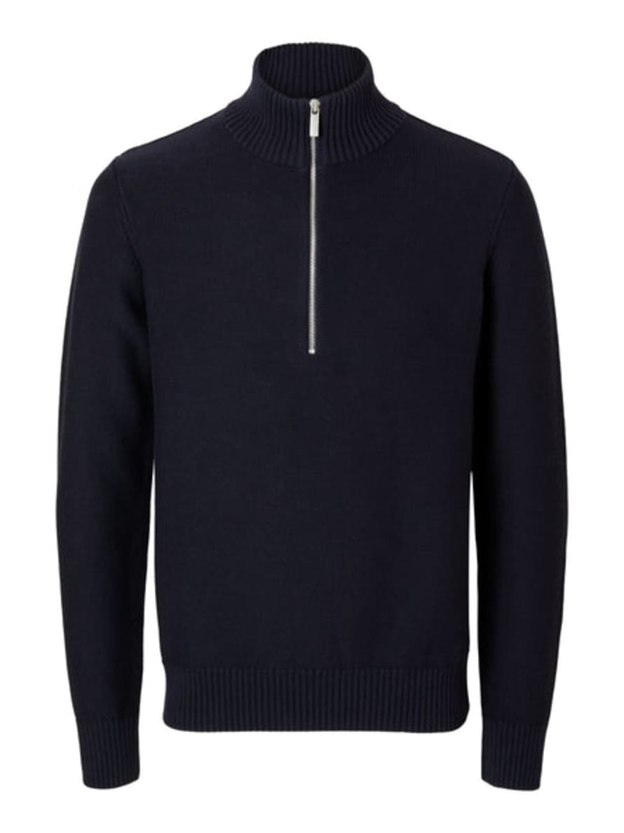 Selected Homme Slhaxel Sky Captain Knit Half Zip Jumper