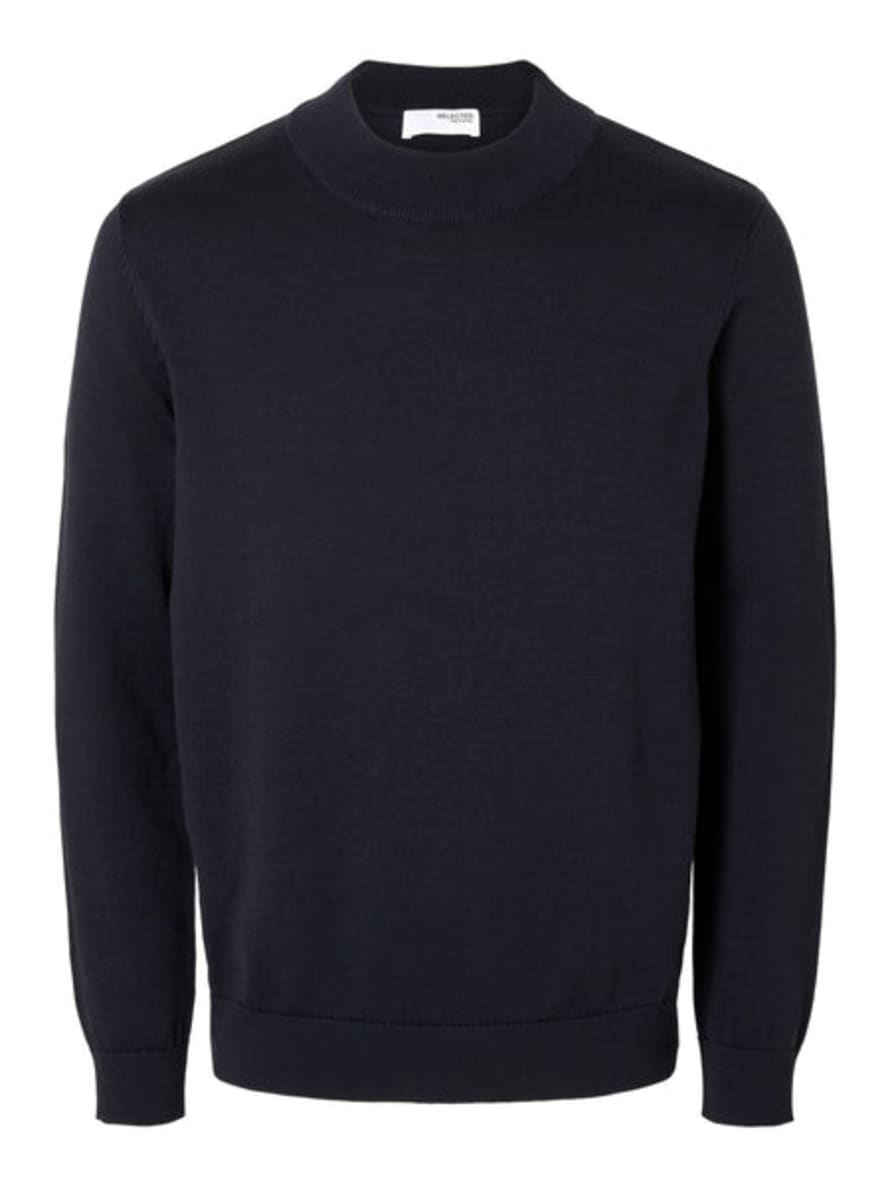 Selected Homme Slhrobert Sky Captain Knit Mock Neck Jumper