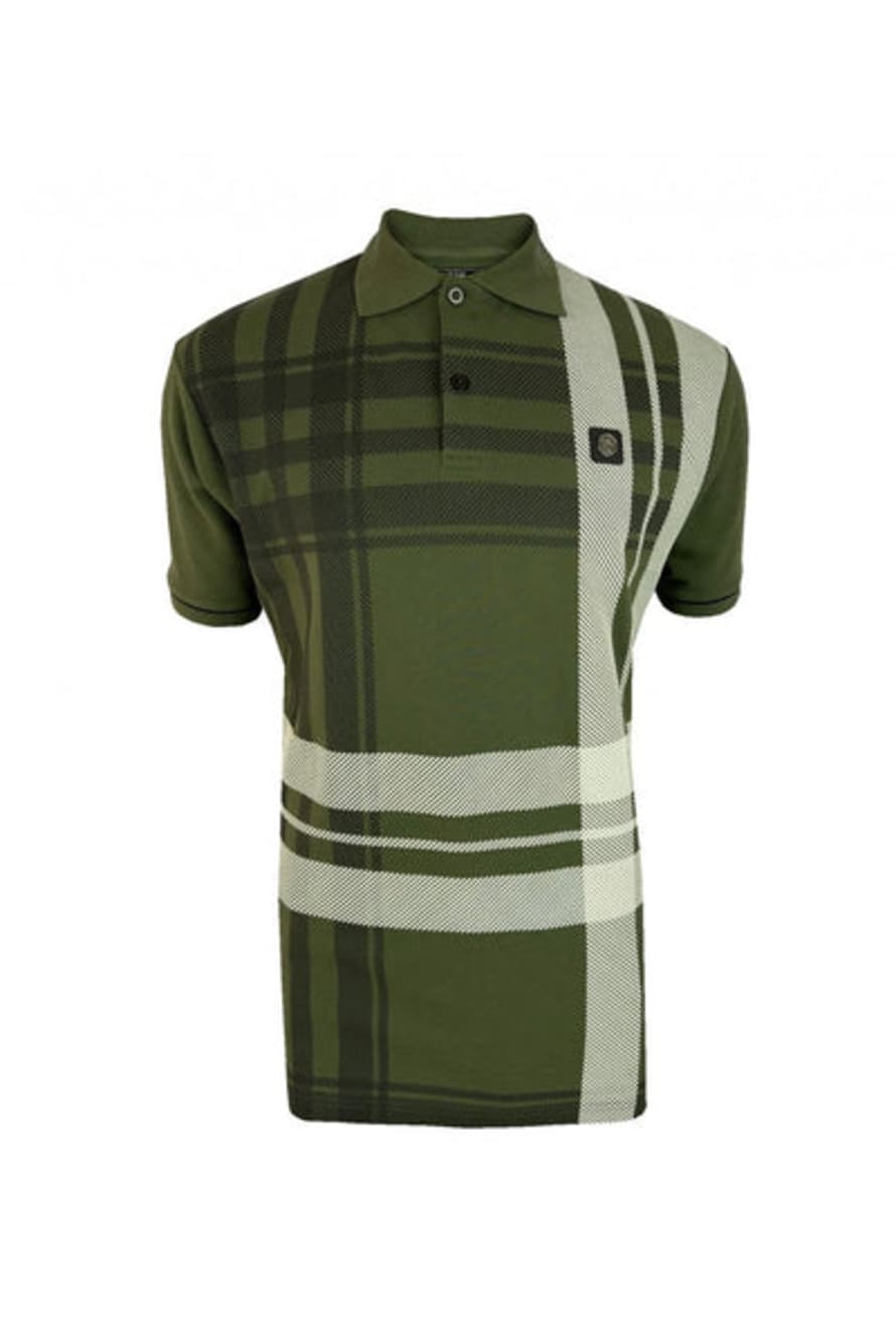 Trojan Oversize Check Panel Polo - Army