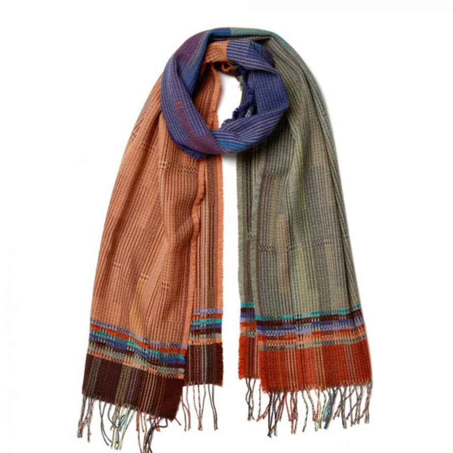 Wallace Sewell Pymoor Salmon Scarf - Orange / Blue