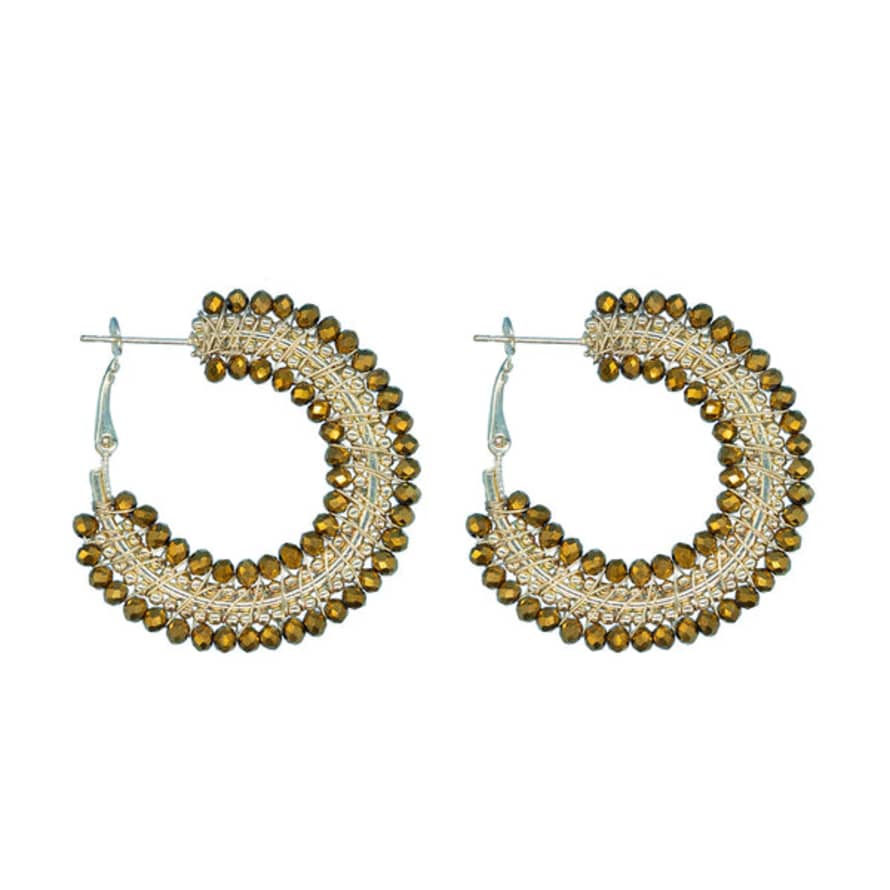 Narratives The Agency Mini Bronze Beaded Ombre Hoop Earrings