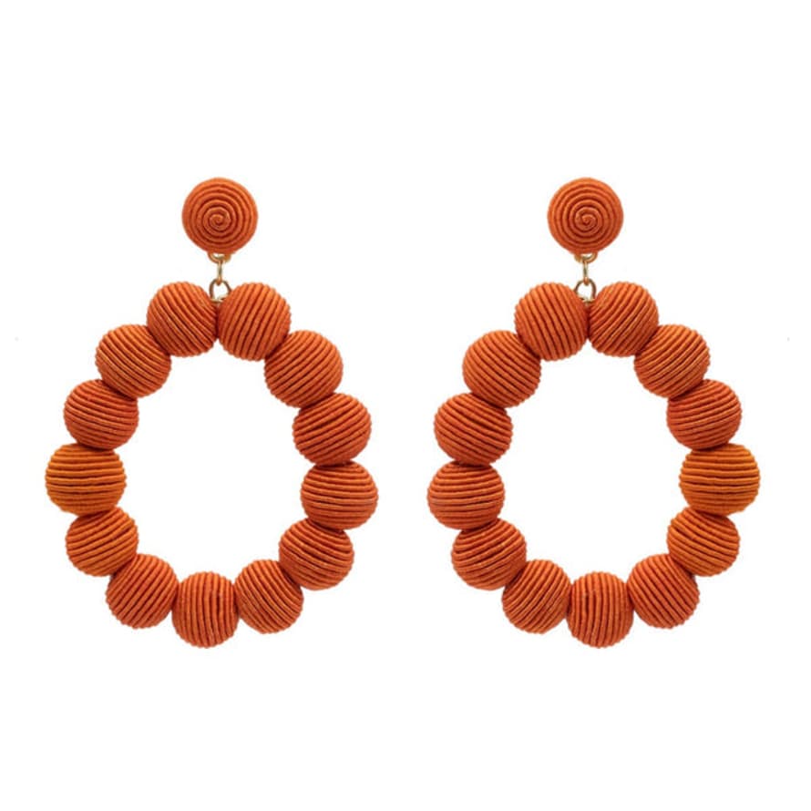 Narratives The Agency Coral Woven Ball Oval Earrings