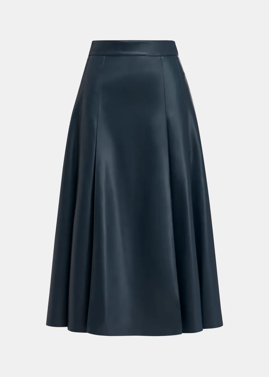 Essentiel Antwerp Geeuw Faux Leather Skirt - Navy