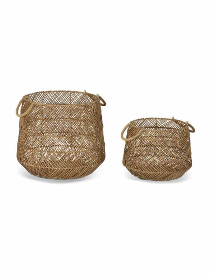 Garden Trading Large Hinton Woven Poly Rattan Basket with Handles