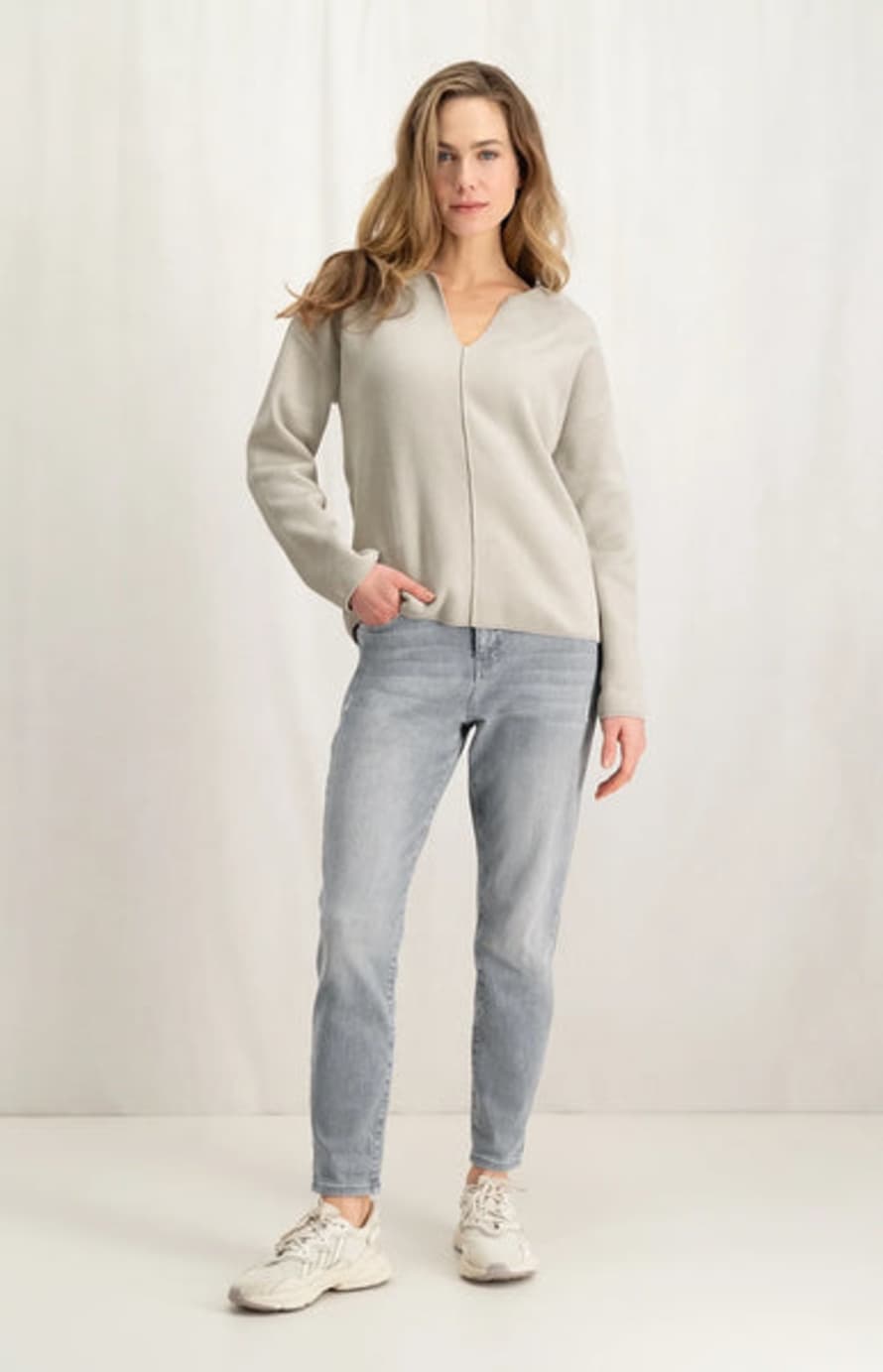 Yaya Chenille Sweater With Long Sleeves, V-neck And Seam Detail