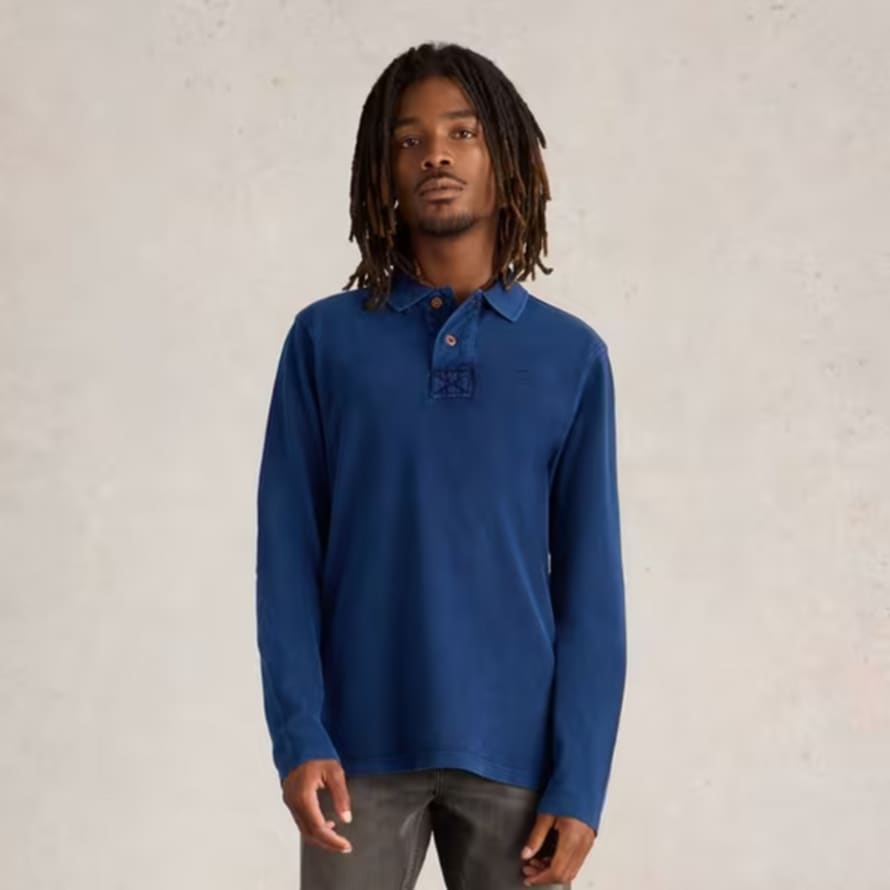 White Stuff Long Sleeved Utility Polo - Deep Blue