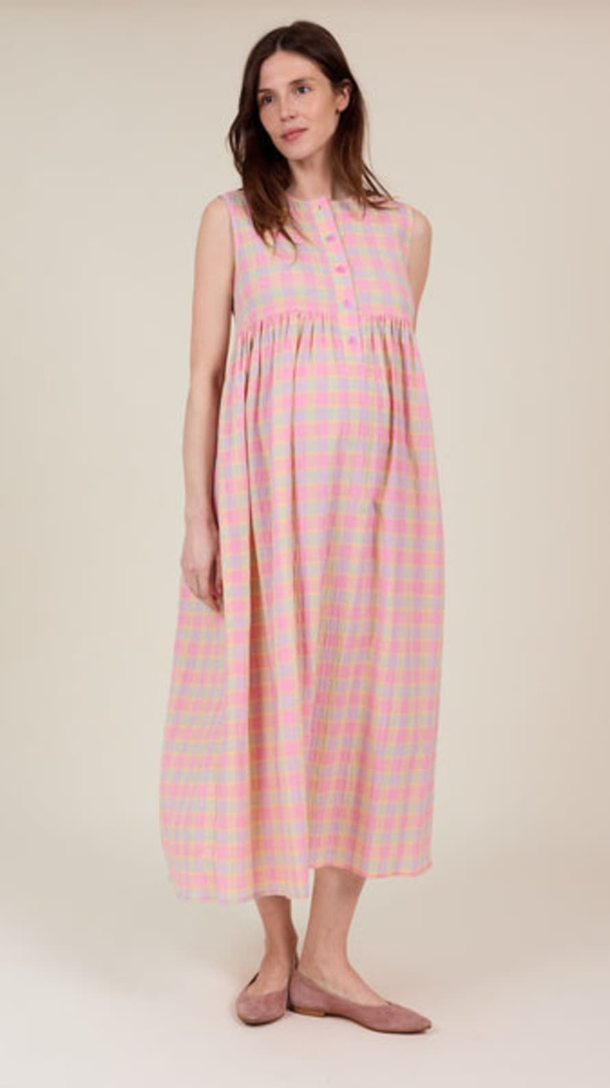 Clary and Peg Sylvie Dress Sorbet Check By