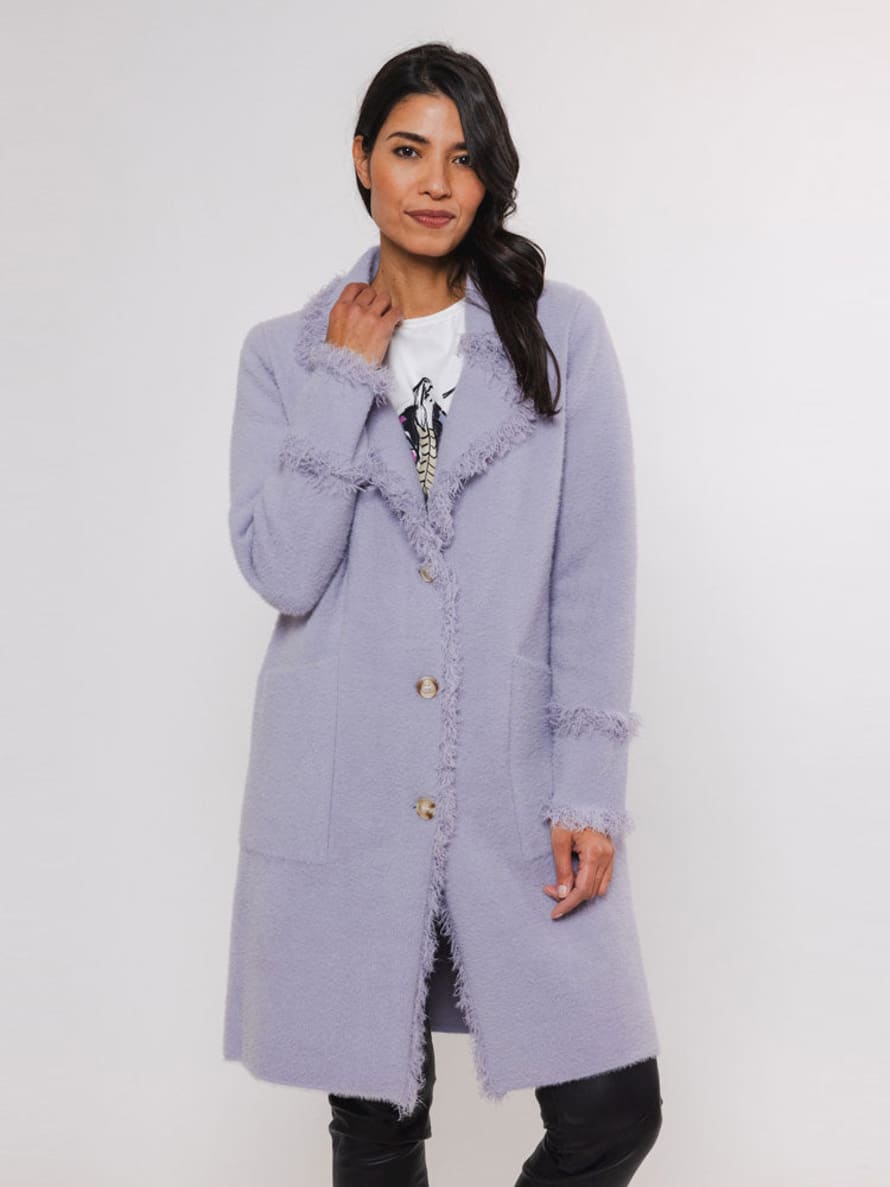 Rino and Pelle Catena Cardigan With Fringes Lilac Fog