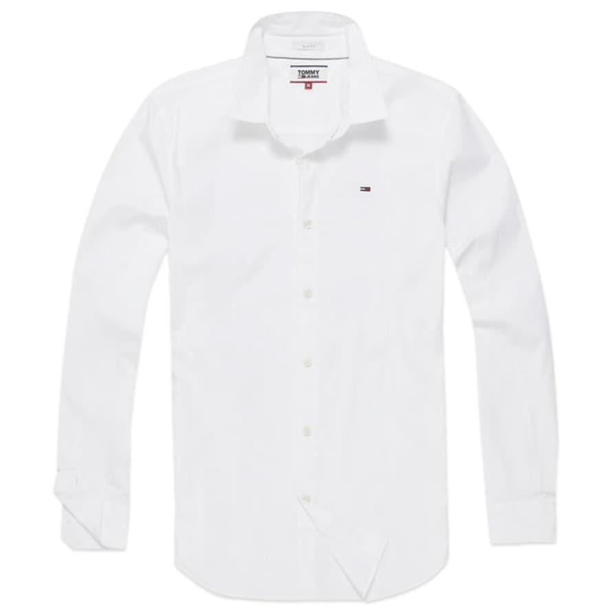 Tommy Hilfiger Original Flag Stretch Long Sleeve Shirt - White