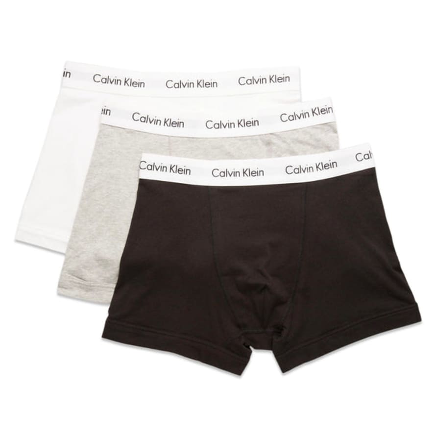 Calvin Klein Cotton Stretch Trunks - Black/white/grey