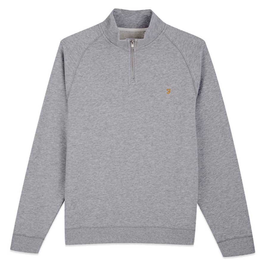 Farah New Jim 1/4 Zip Cotton Sweat - Light Grey Marl