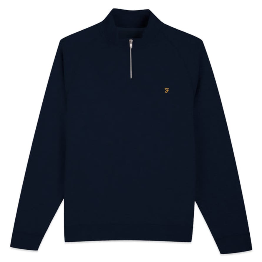 Farah New Jim 1/4 Zip Cotton Sweat - Navy