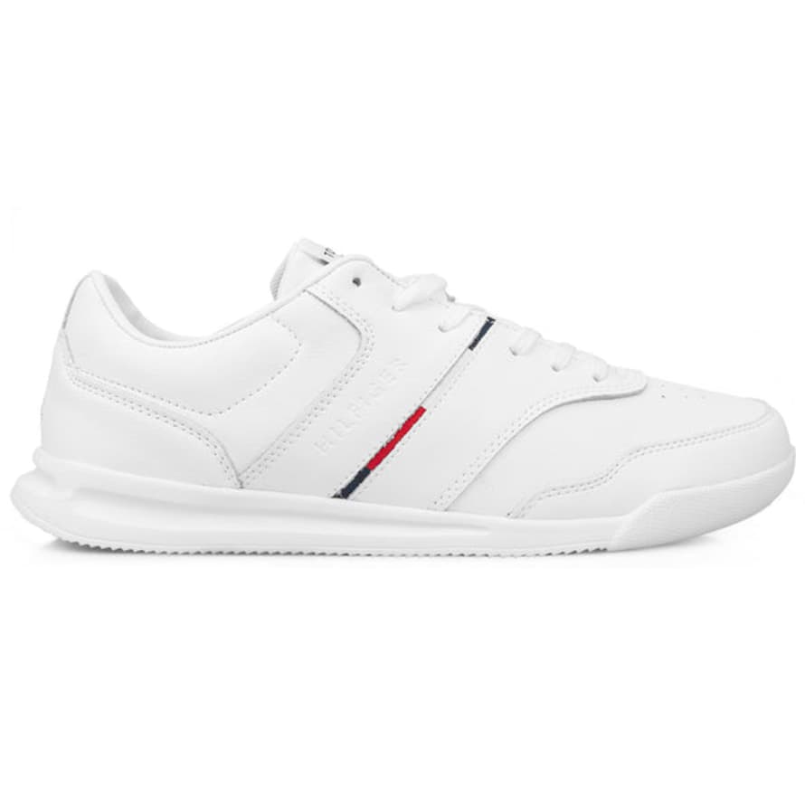 Tommy Hilfiger Lightweight Leather Stripe Trainers - White