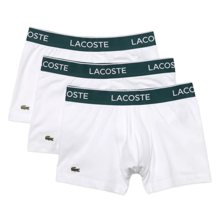 Lacoste 3 Pack Cotton Stretch Trunks - White