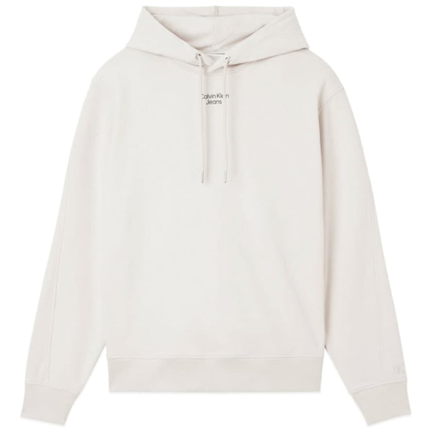 Calvin Klein Stacked Logo Hood - Eggshell