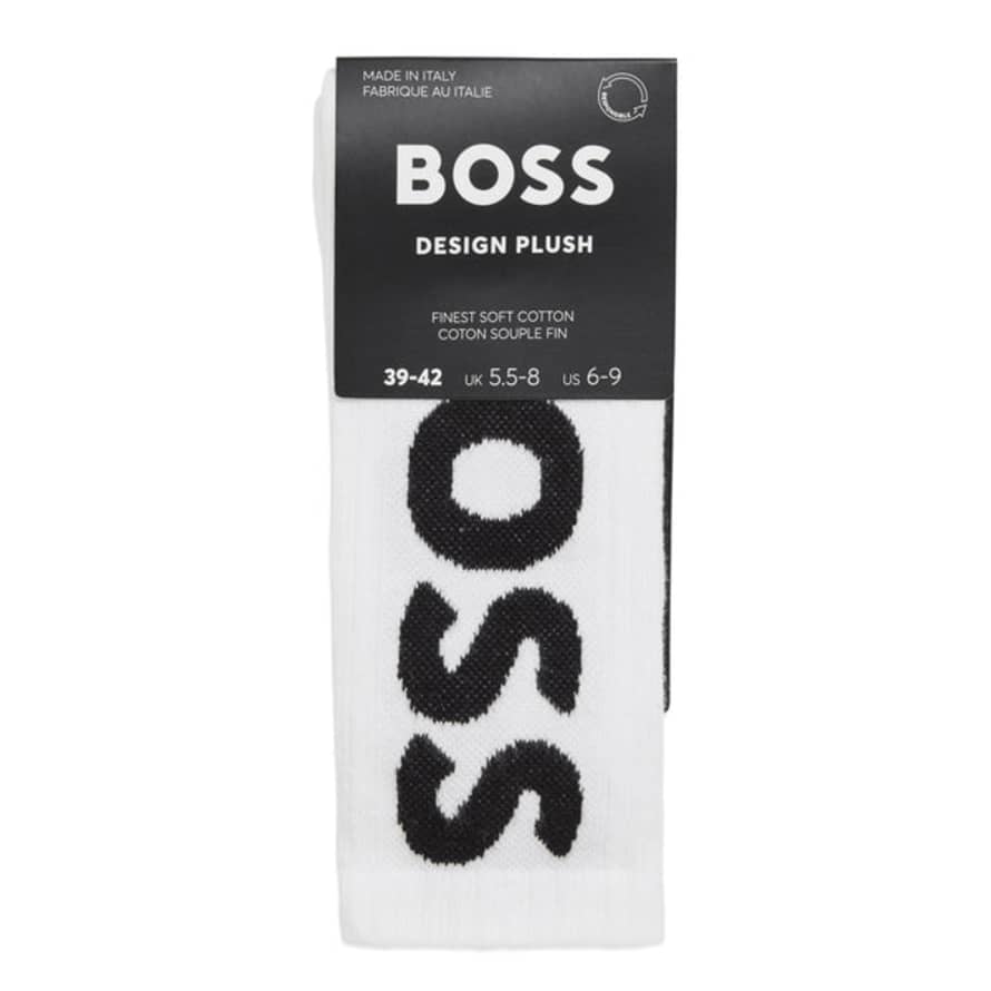 Boss Single Pack Qs Rib Logo Sport Socks - White