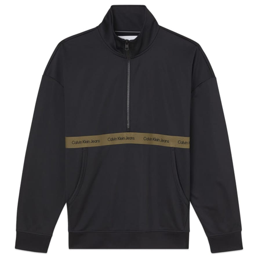 Calvin Klein Contrast Half Zip Sweat - Black