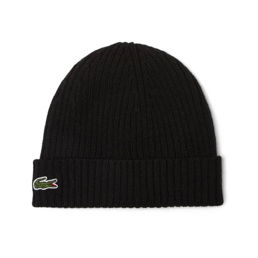 Lacoste Rb0001 Knitted Wool Beanie - Black