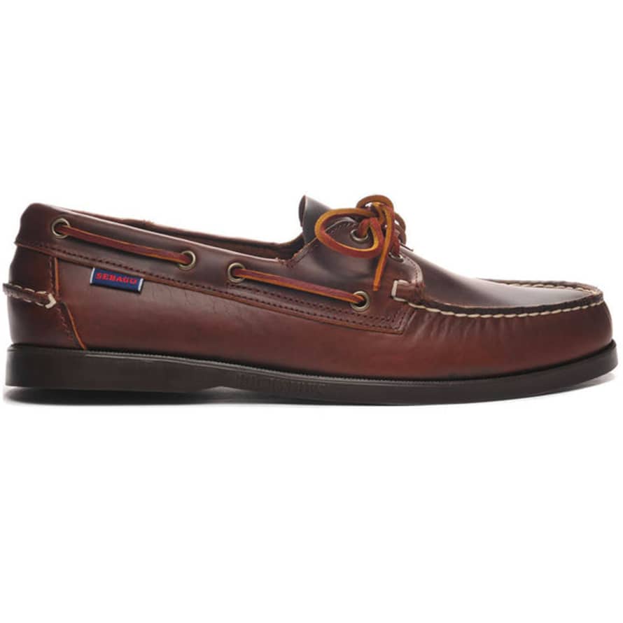 Sebago  Docksides Portland Waxed Leather Boat Shoes - Brown Gum