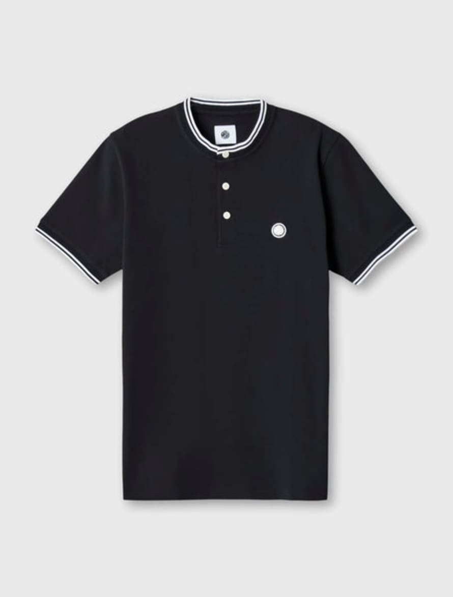 Pretty Green Allesley Tipped Grandad Polo-black