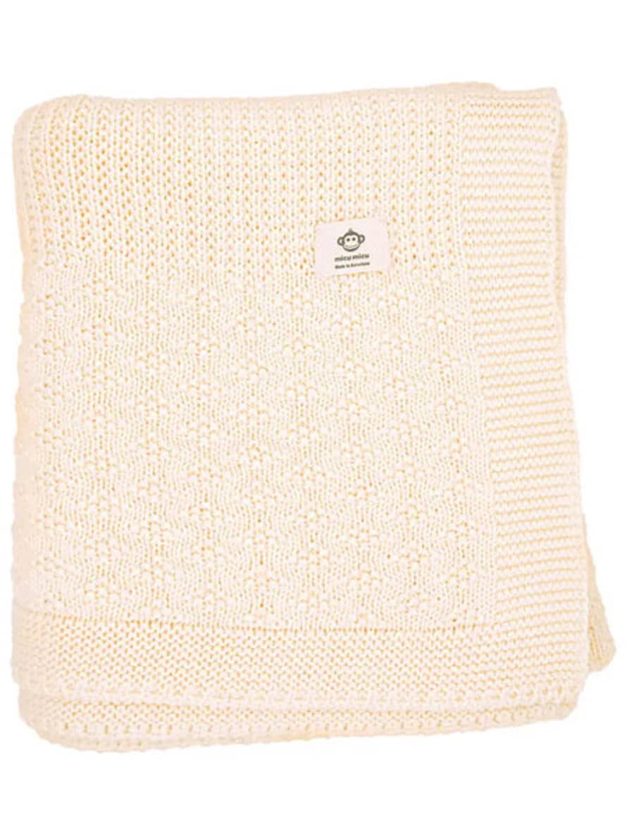 Micu Micu Ecru Diamond Baby Blanket - Organic Cotton