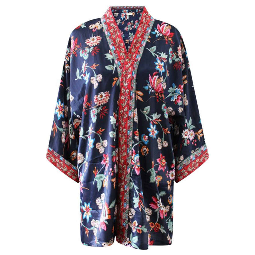 Powell Craft Navy Folk Floral Viscose Summer Jacket