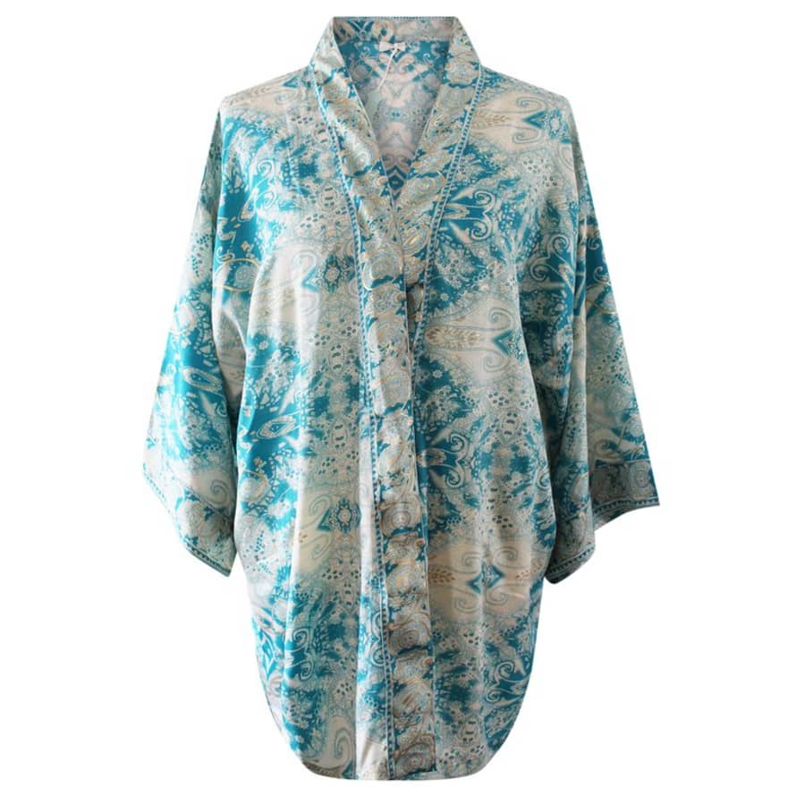 Powell Craft Turquoise & Gold Paisley Viscose Summer Jacket