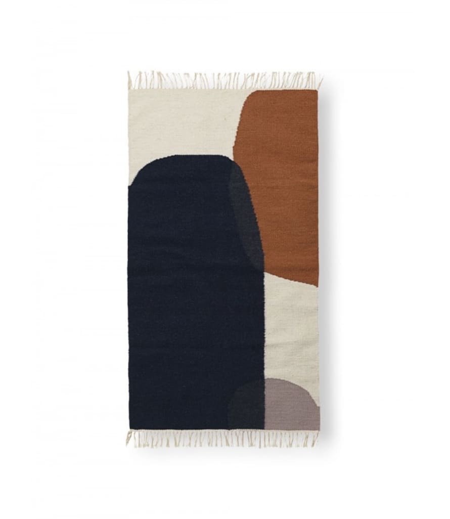 Ferm Living Small Dark Blue Merge Kelim Rug