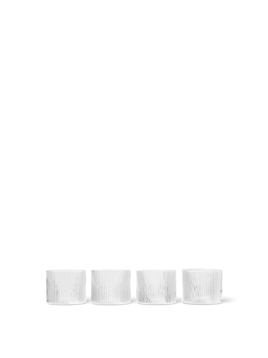 Ferm Living Set of 4 Clear Ripple Low Glasses