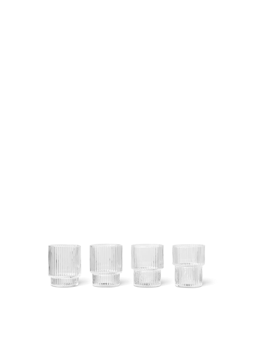 Ferm Living Set of 4 Small Clear Ripple Glasses