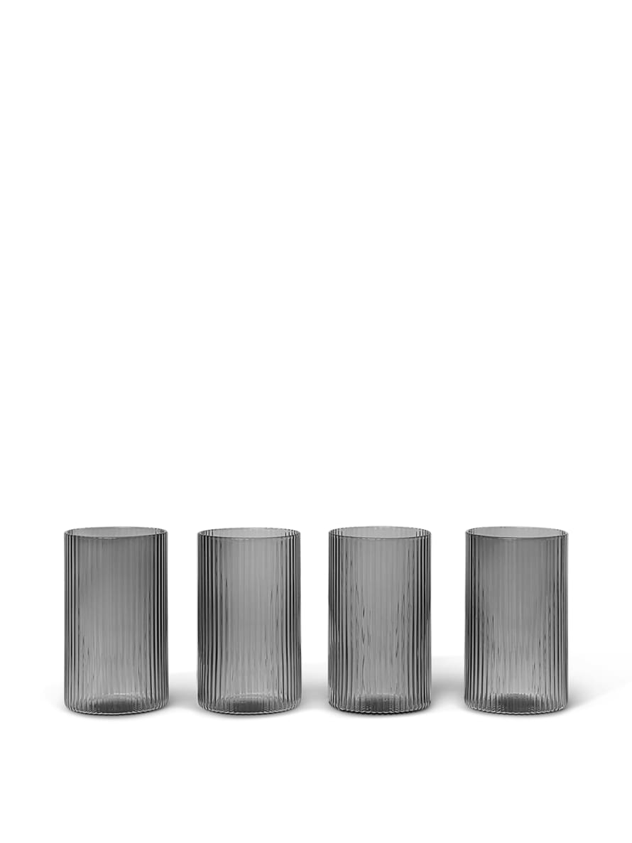 Ferm Living Set of 4 Smoked Grey Ripple Verrines