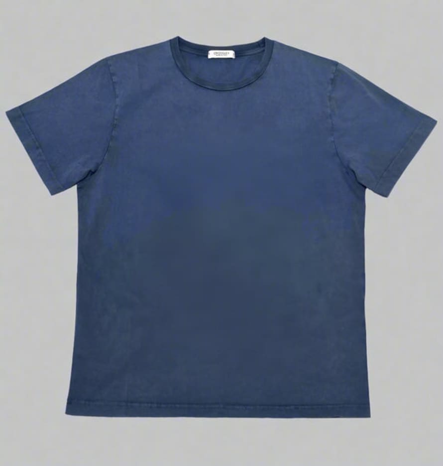 Crossley Hunt Man S-s T-shirt Azure Blue Washed